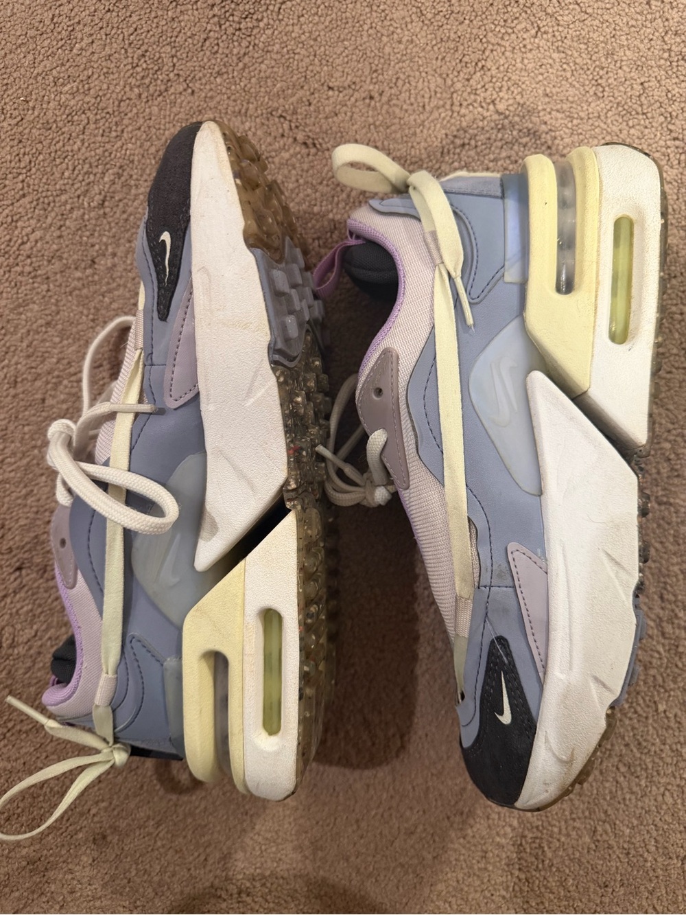 Nike Kids Air Max Sneakers - Lavender, Yellow, White (Ashen Slate Women’s 8)